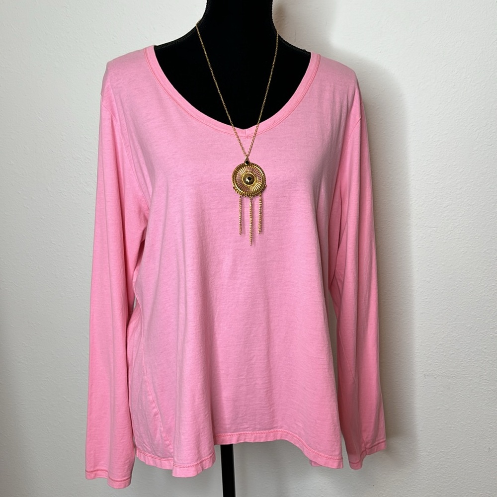 Hanes size 2X pink long sleeve tee shirt - Picture 9 of 10